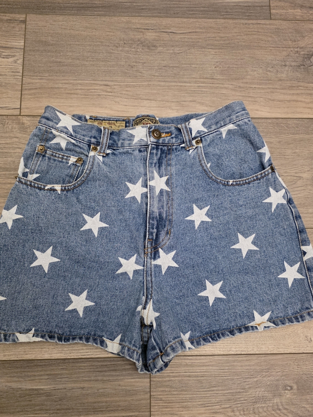 Women's Blue Star-Print Denim Shorts